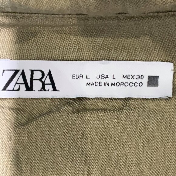 Zara Long Sleeve Peplum Button Snap Front Twist Knot Dress Tunic Knee Length L - Picture 4 of 5